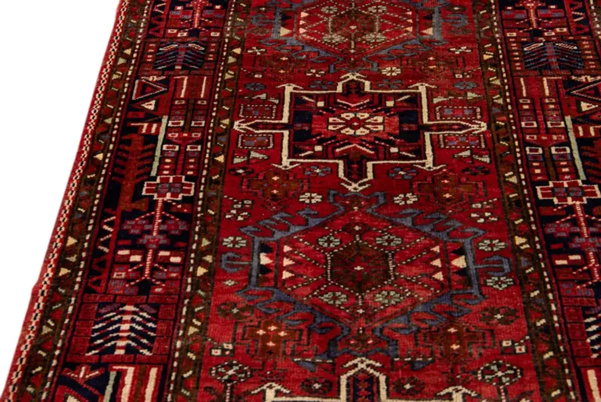 Vintage Shiraz Red Persian Wool Rug - Apadana - red