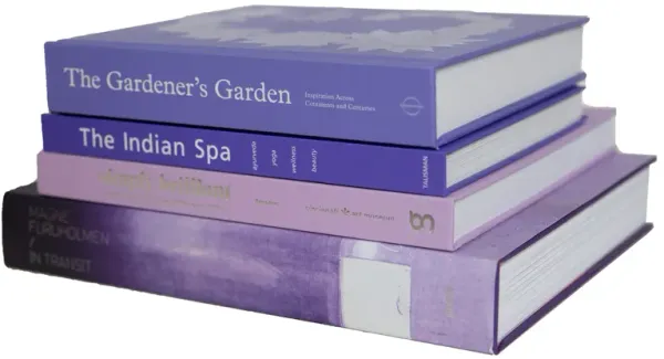 Set of 4 Modern Coffee Book Stack - Orchid Blossom - Booth & Williams - Purple