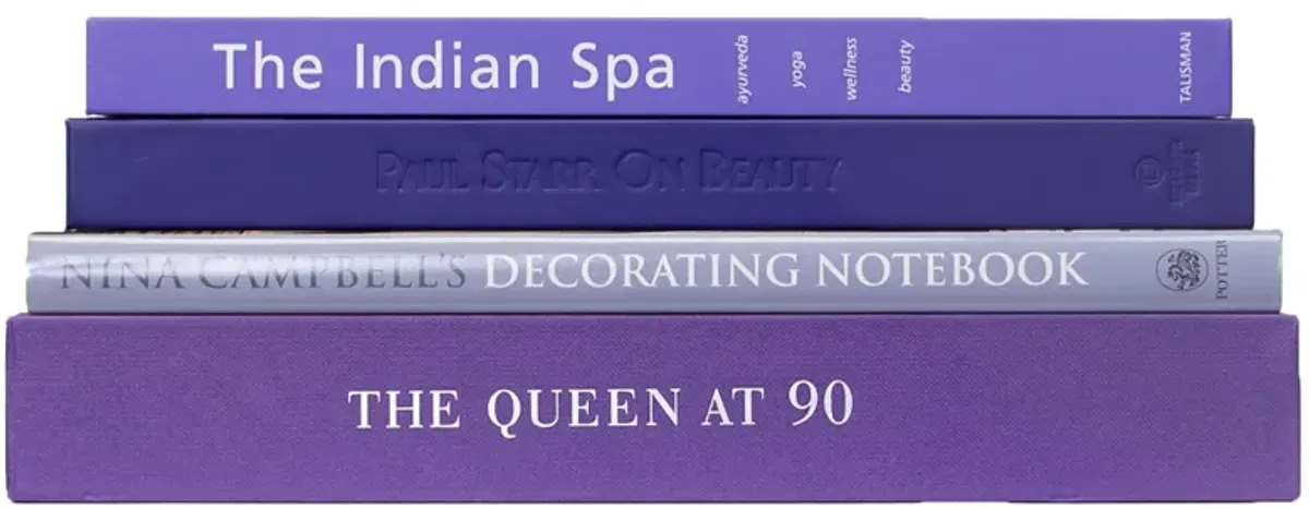 Set of 4 Modern Coffee Book Stack - Orchid Blossom - Booth & Williams - Purple