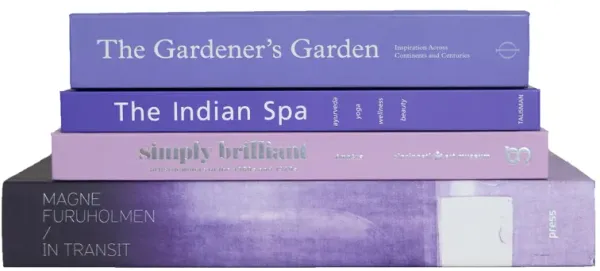 Set of 4 Modern Coffee Book Stack - Orchid Blossom - Booth & Williams - Purple
