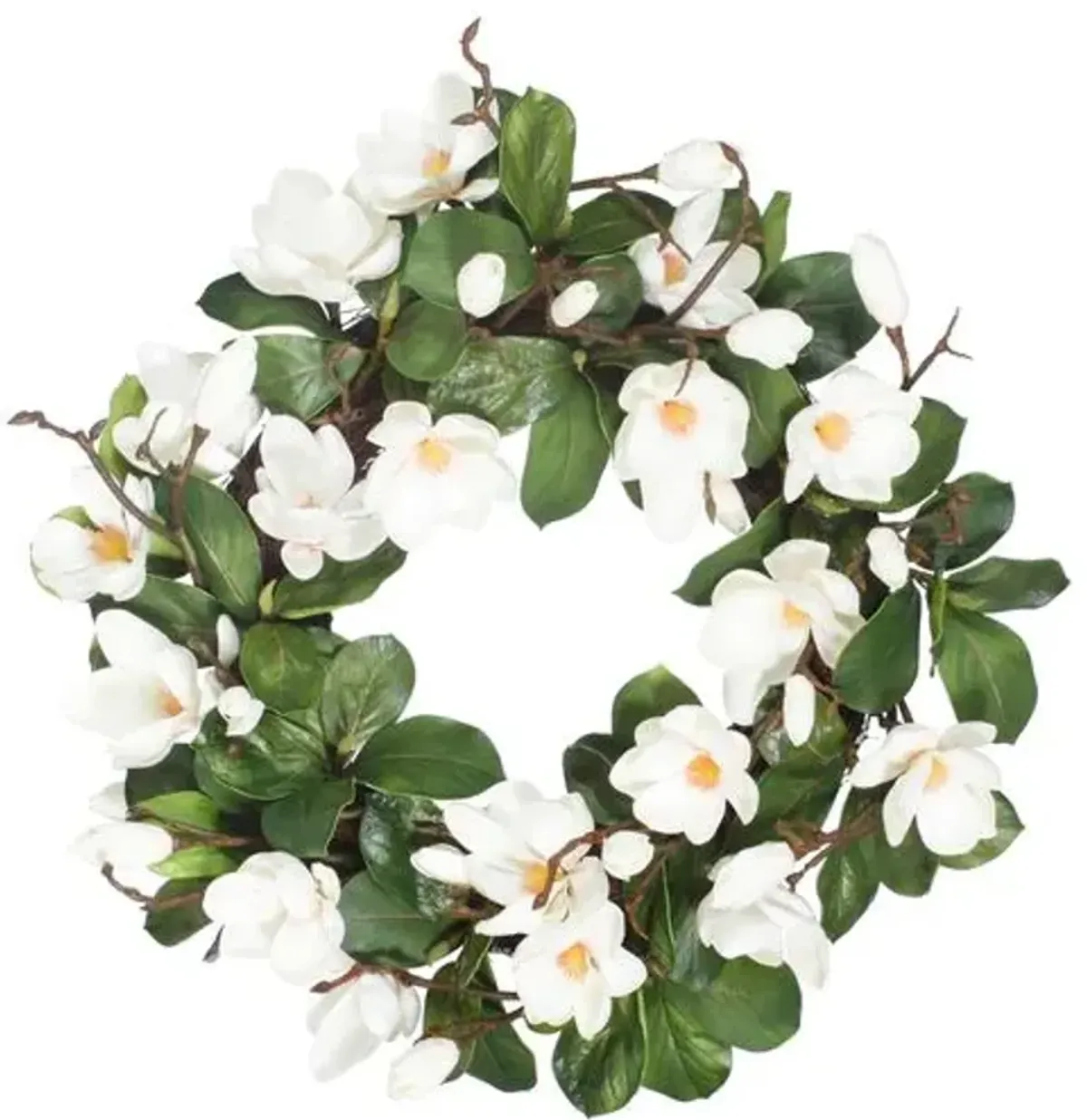 24" Magnolia-Leaf Wreath - White