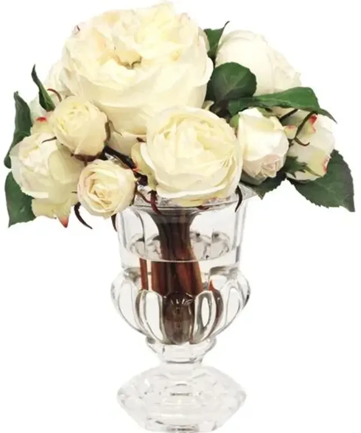 9.5" Roses in Vase - Faux - Handcrafted - White
