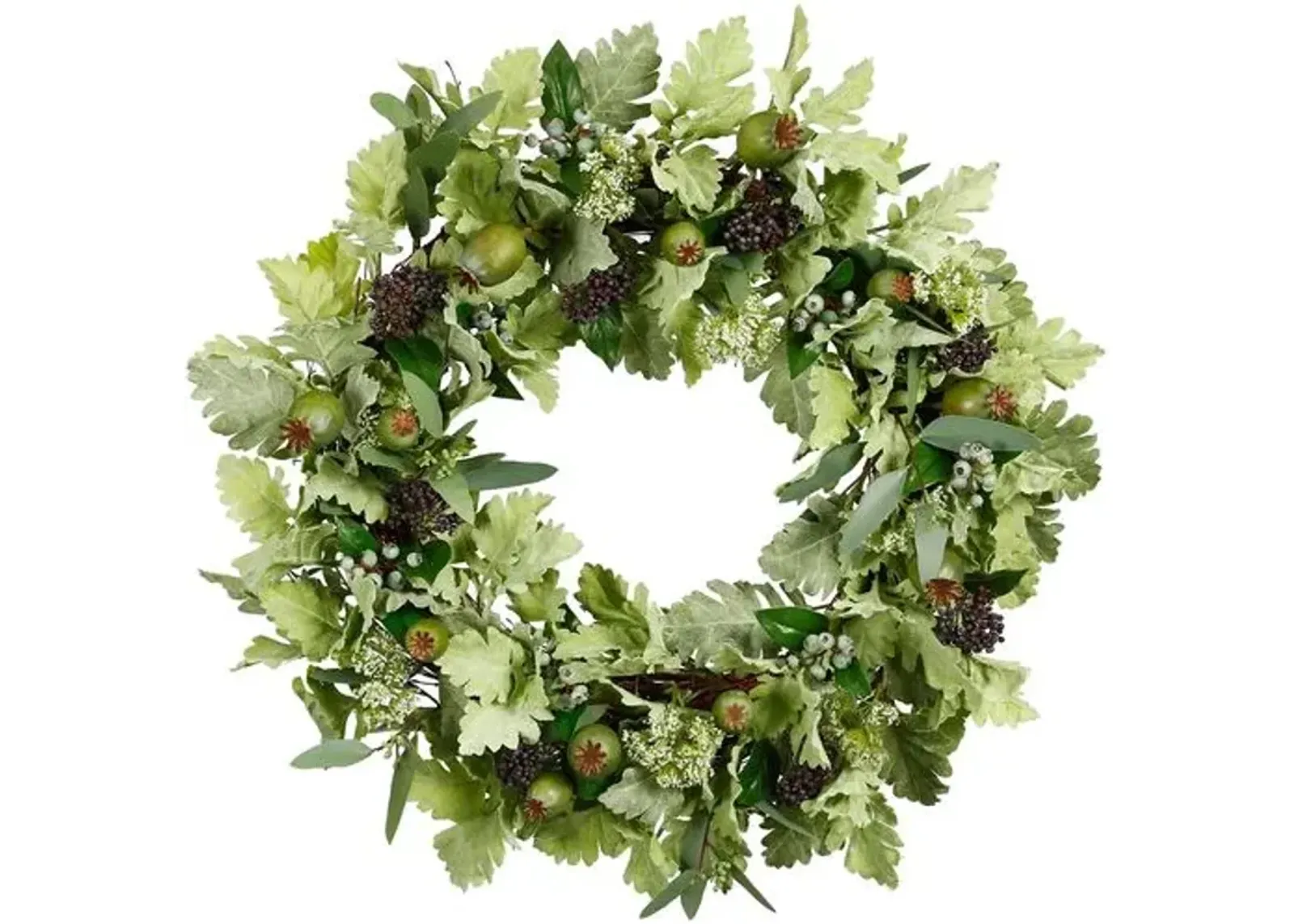 26" Berry Miller Wreath - Faux - Green