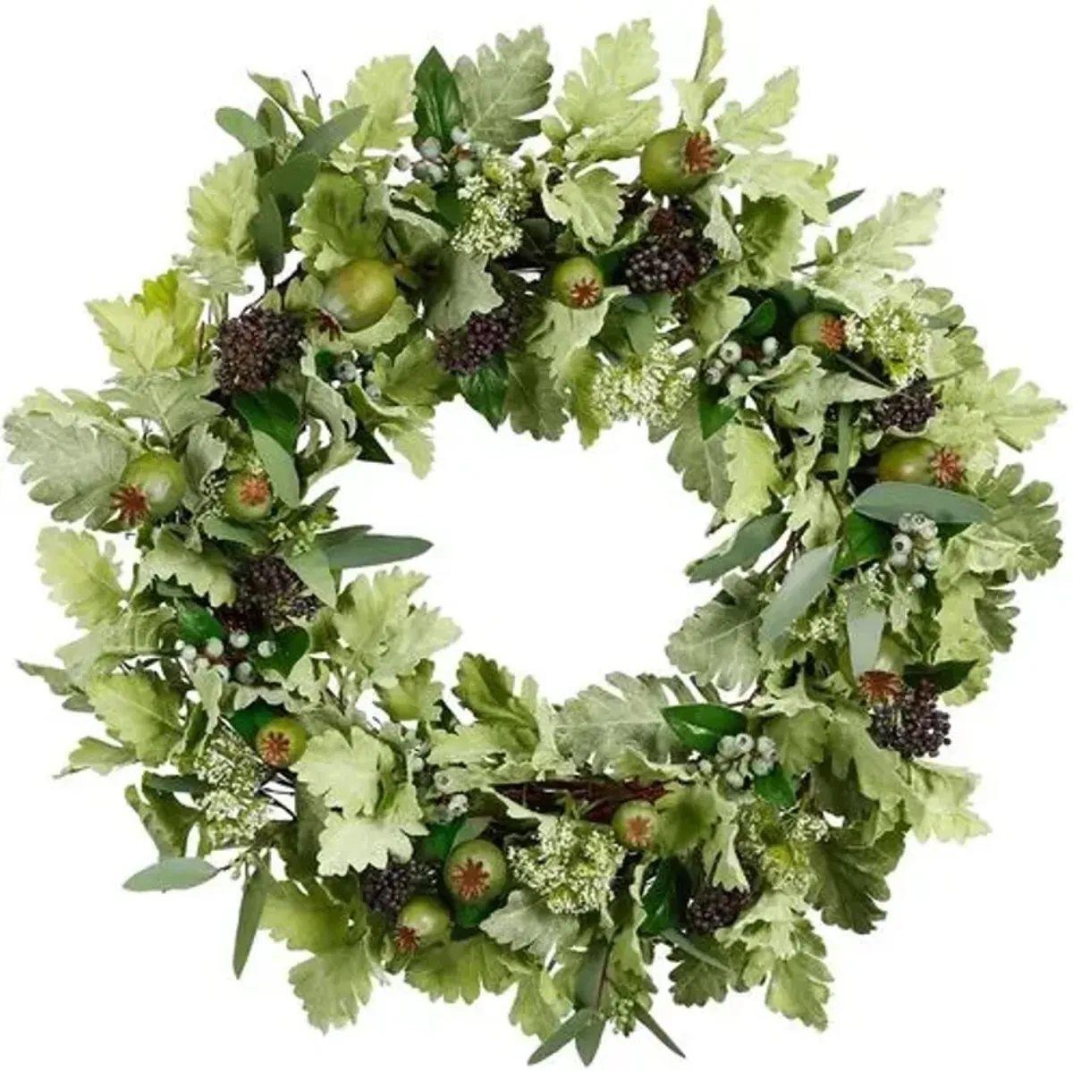 26" Berry Miller Wreath - Faux - Green