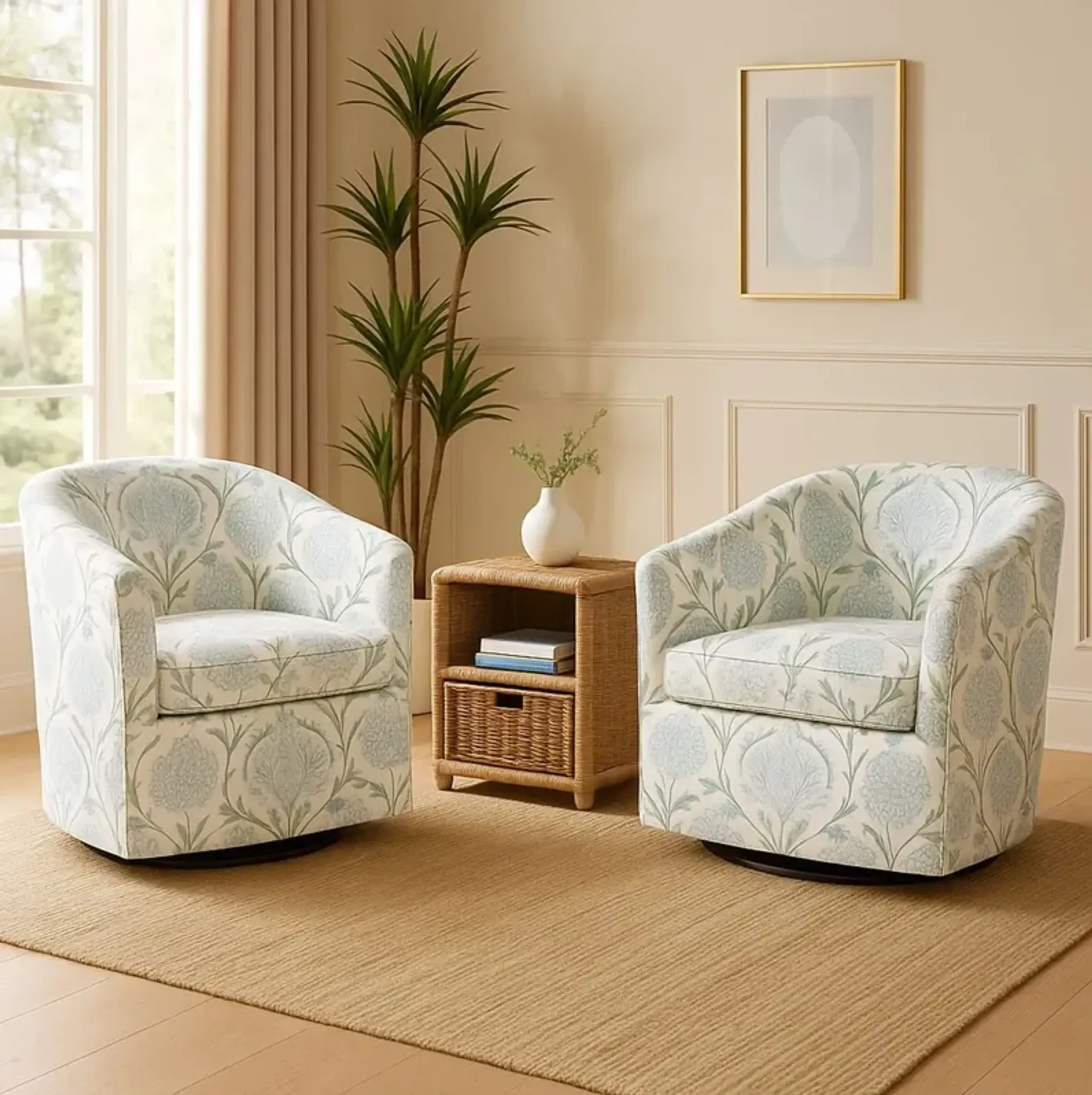 Zara  1人掛けラウンジチェア Zara Swivel Chair, Ranjit Floral | Furniture.com