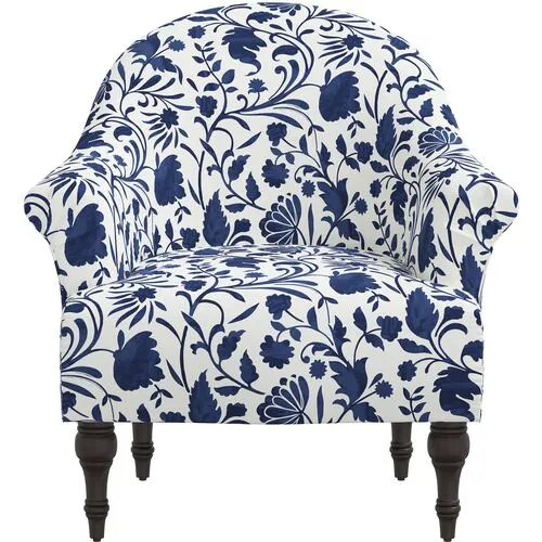 Charlotte Vine Floral Accent Chair - Blue, Comfortable, Durable, Cushioned