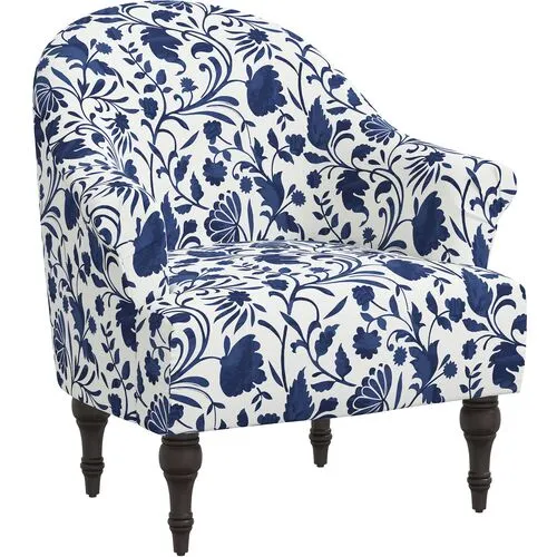 Charlotte Vine Floral Accent Chair - Blue, Comfortable, Durable, Cushioned