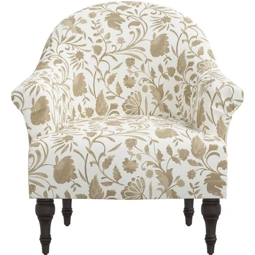 Charlotte Vine Floral Accent Chair - Beige, Comfortable, Durable, Cushioned