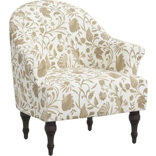 Charlotte Vine Floral Accent Chair - Beige, Comfortable, Durable, Cushioned