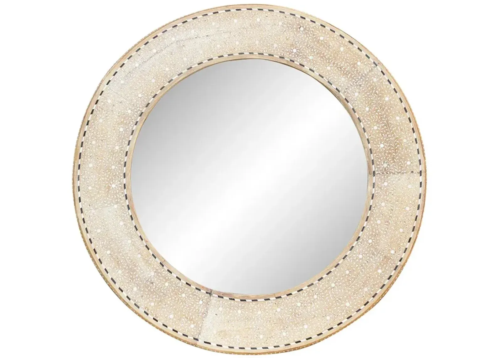 Large Bleached Wood Zellige Inlay Mirror - de-cor - Brown