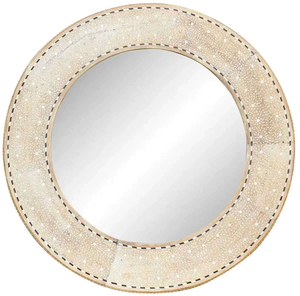 Large Bleached Wood Zellige Inlay Mirror - de-cor - Brown