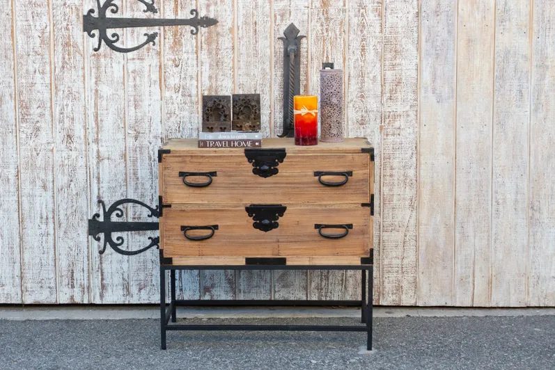 Antique Stripped Wood Japanese Tansu - de-cor - Brown