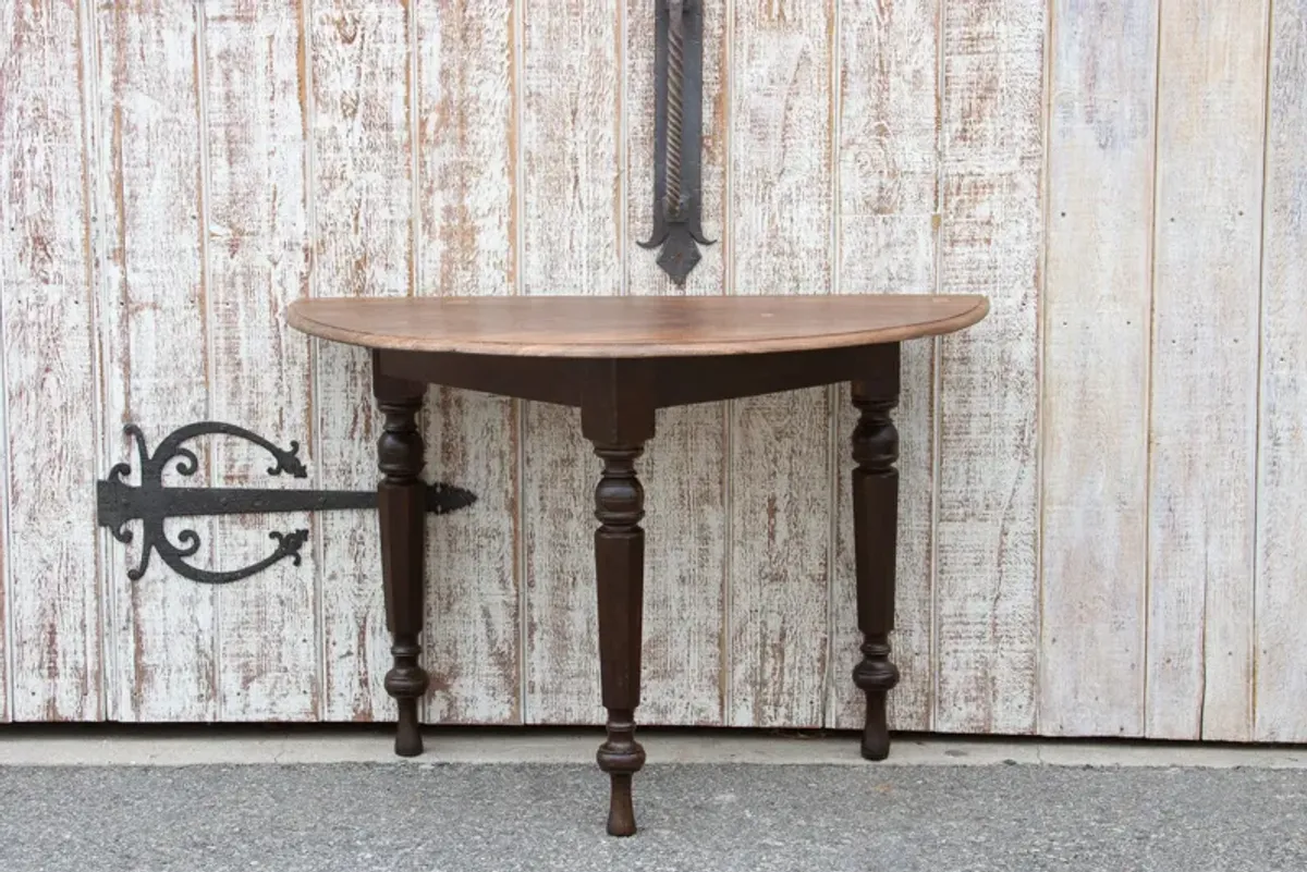 19th C. Colonial Ceylon Demilune Table - de-cor - Brown