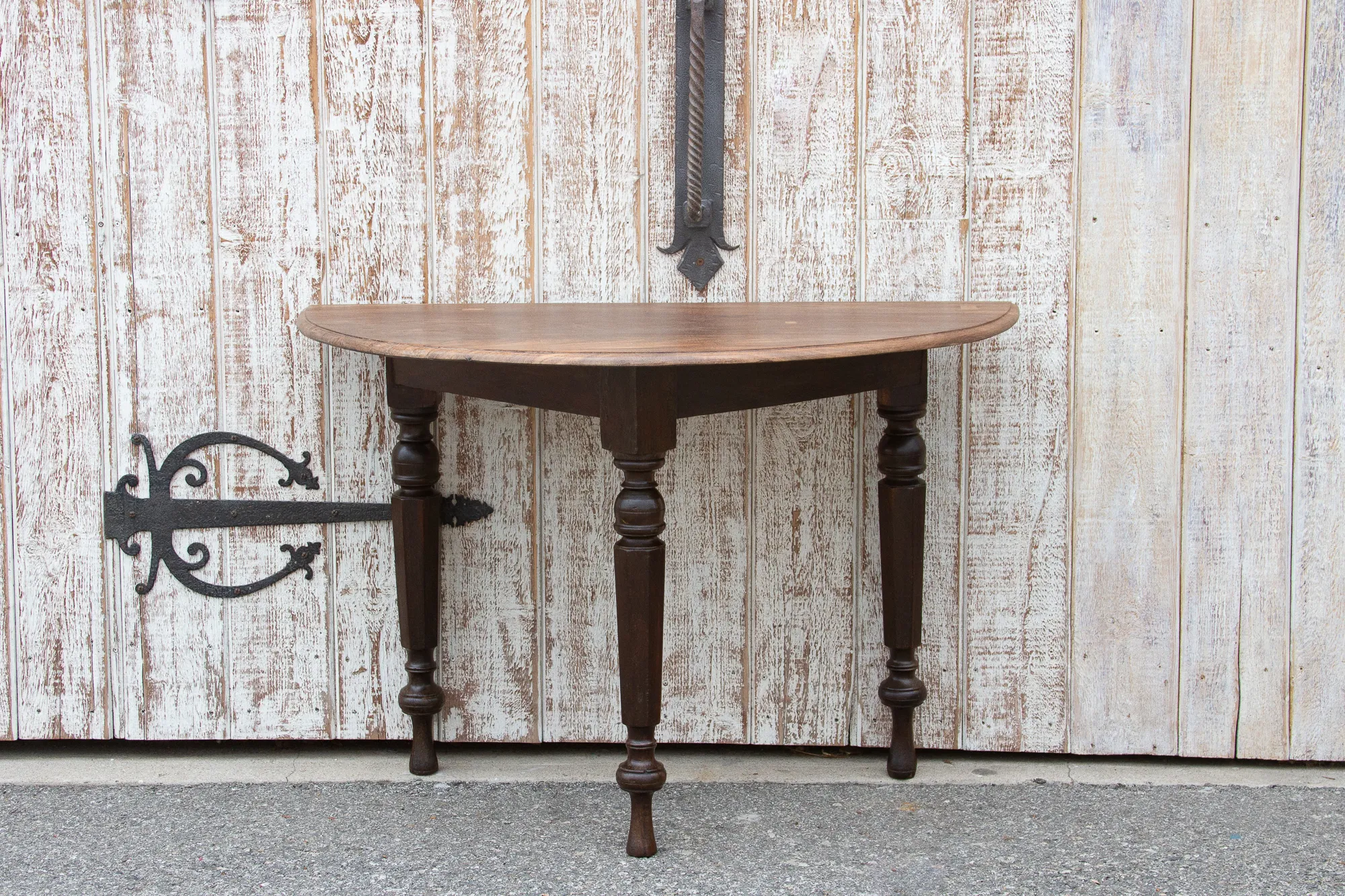 19th C. Colonial Ceylon Demilune Table - de-cor - Brown