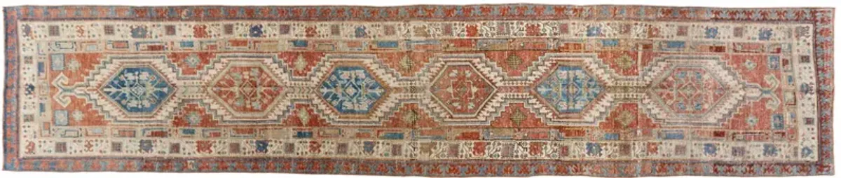 Persian Heriz Runner 3' x 14'7 - Red