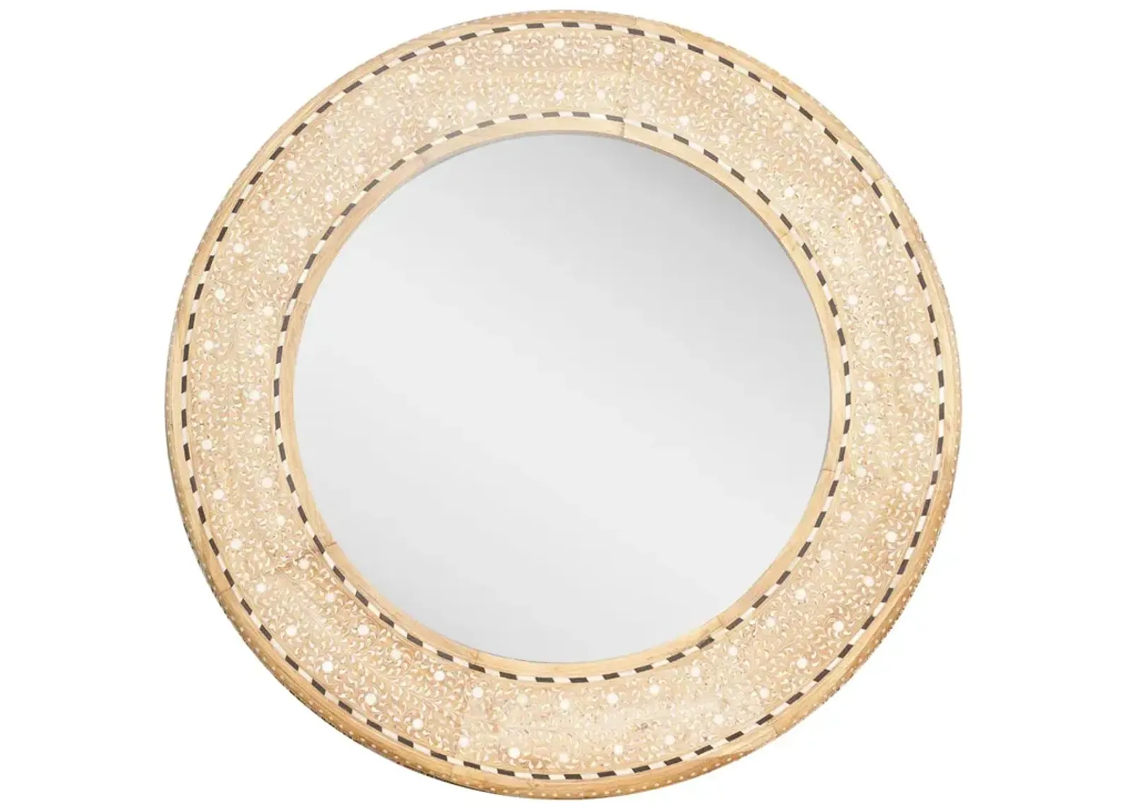 Bleached Farmhouse Zellige Inlay Mirror - de-cor - Beige