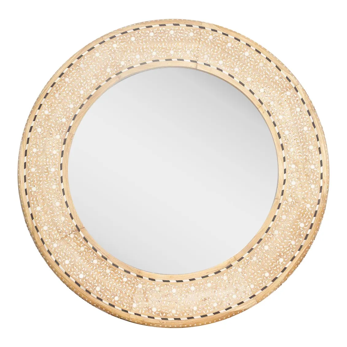 Bleached Farmhouse Zellige Inlay Mirror - de-cor - Beige