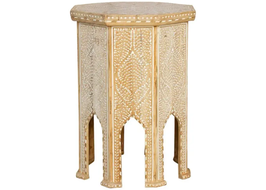 Moorish Inlay Arched Bleached Tall Table - Handcrafted