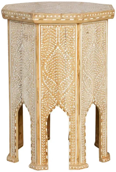 Moorish Inlay Arched Bleached Tall Table - Handcrafted