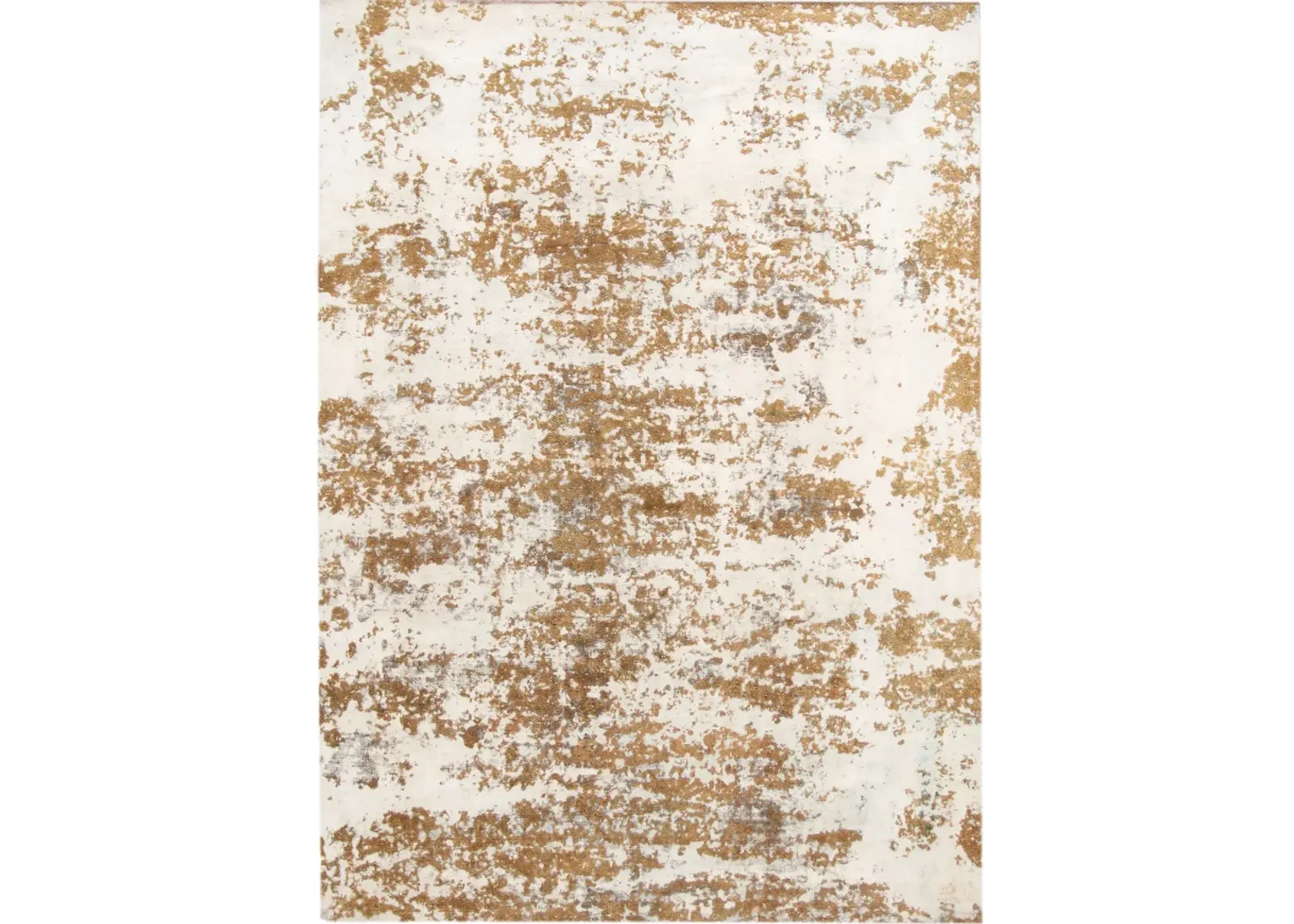 Distressed Goldenrod Wool Rug - Apadana - Gold