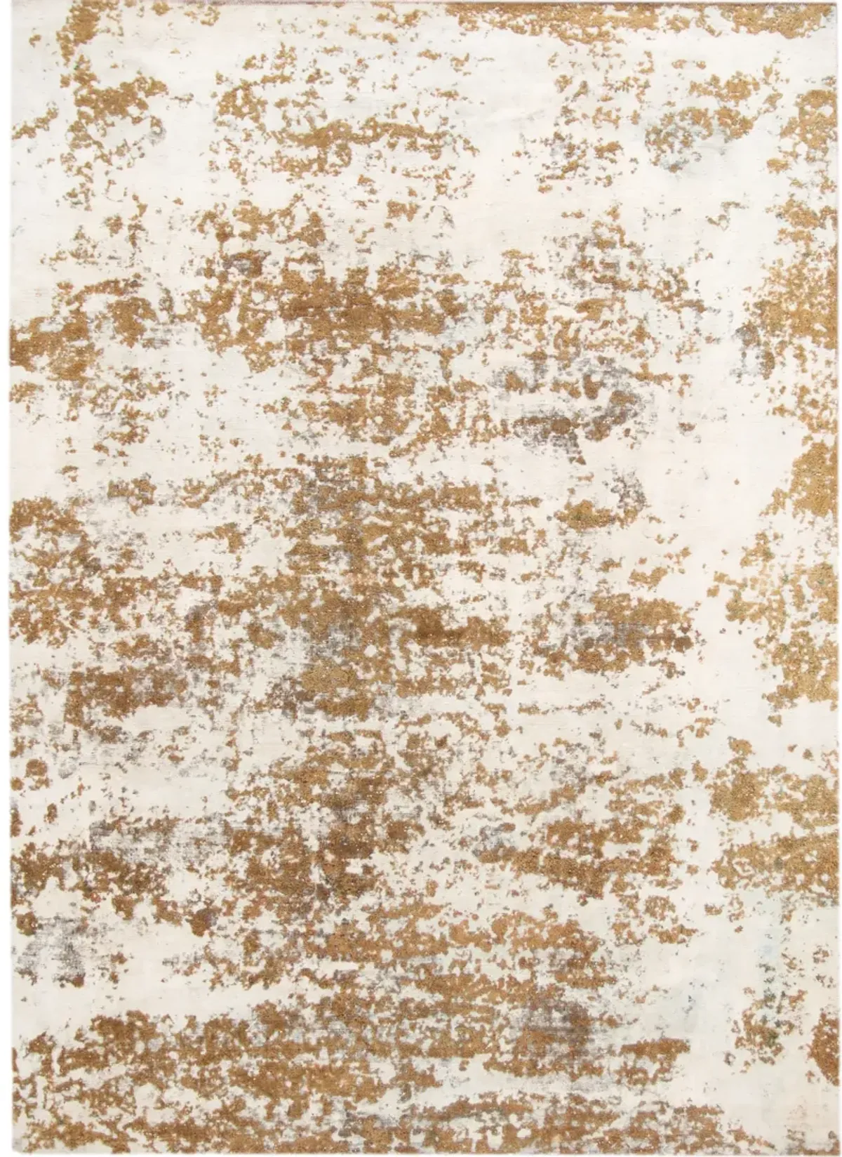 Distressed Goldenrod Wool Rug - Apadana - Gold