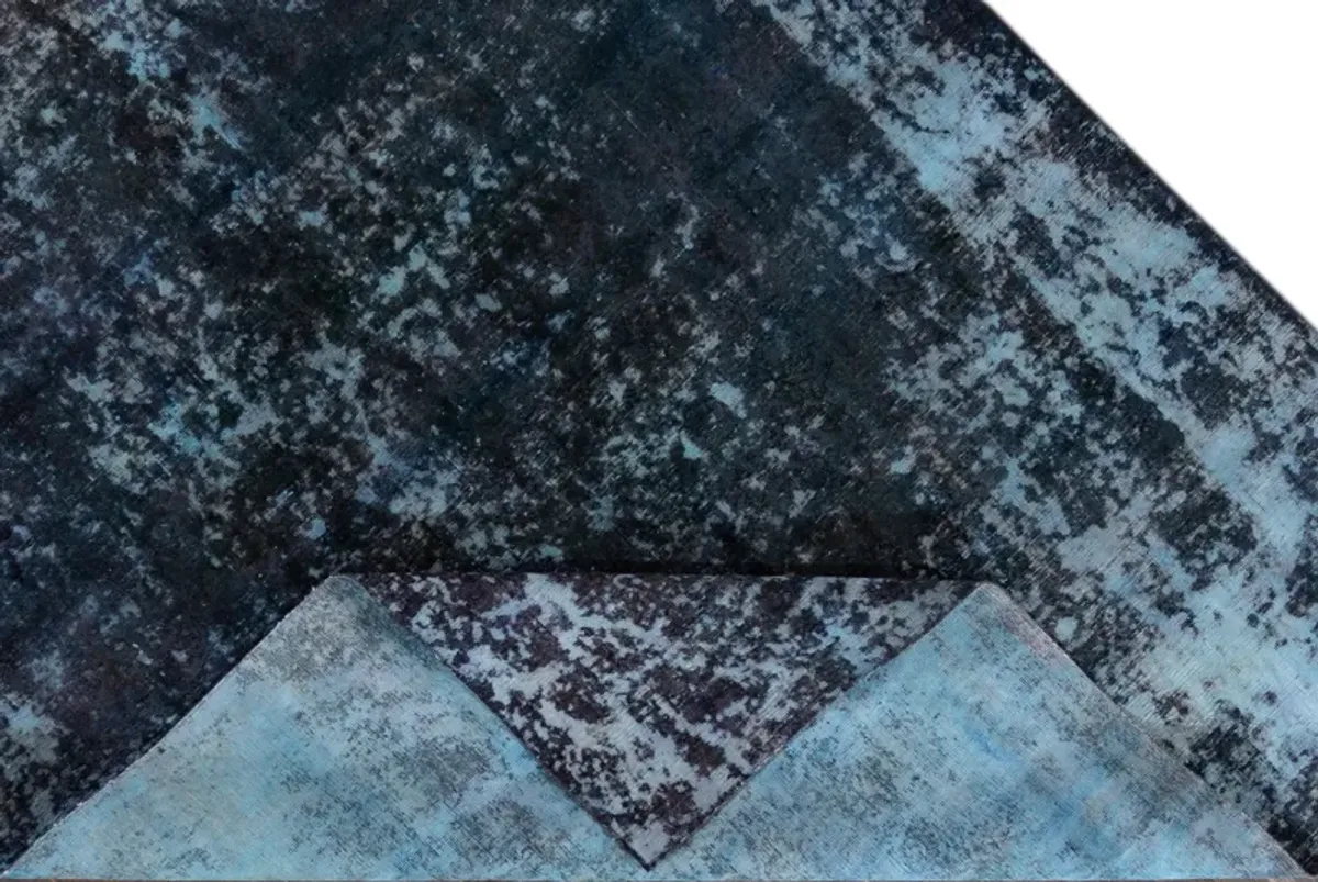 Distressed Blue Wool Rug - Apadana - Blue