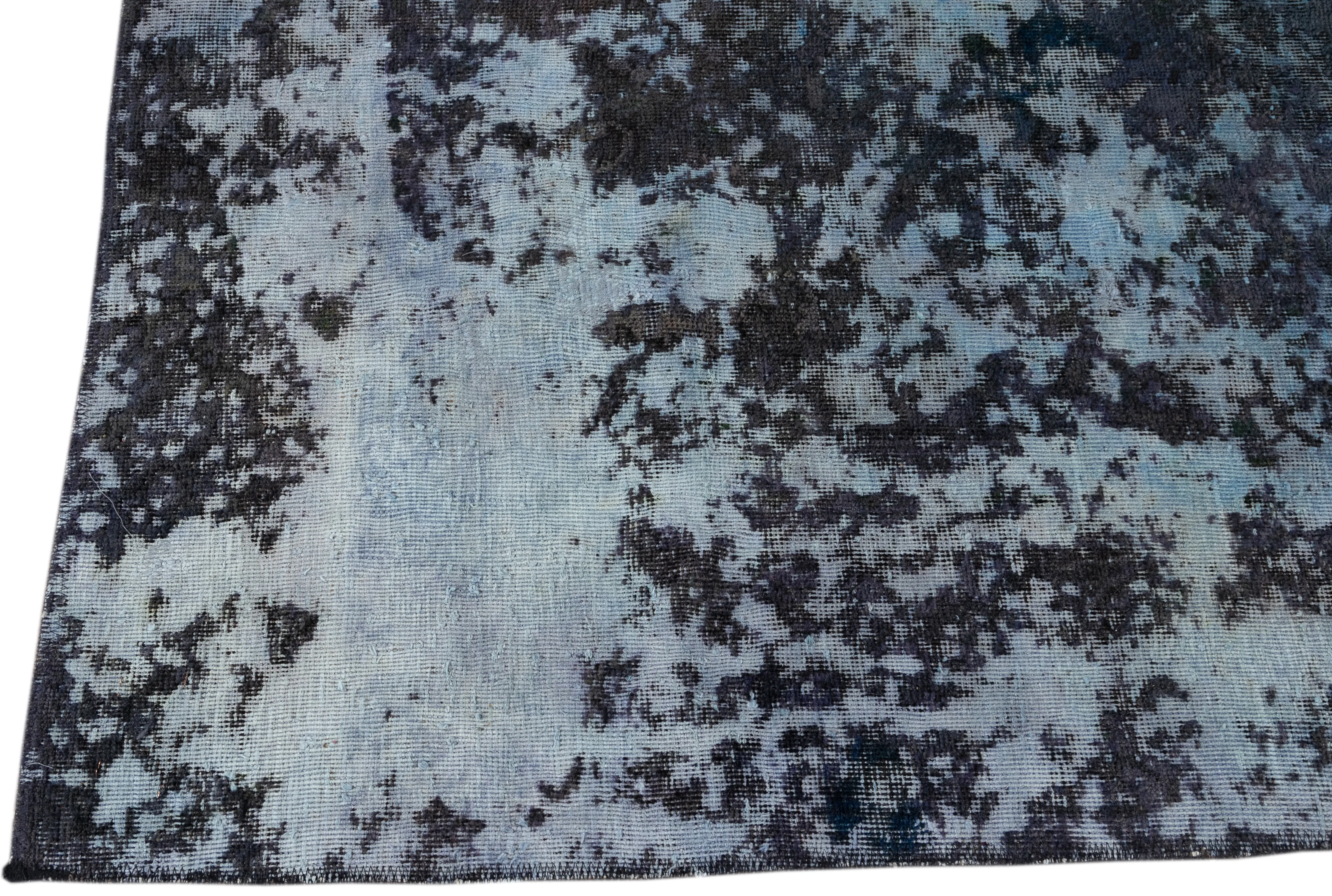 Distressed Blue Wool Rug - Apadana - Blue