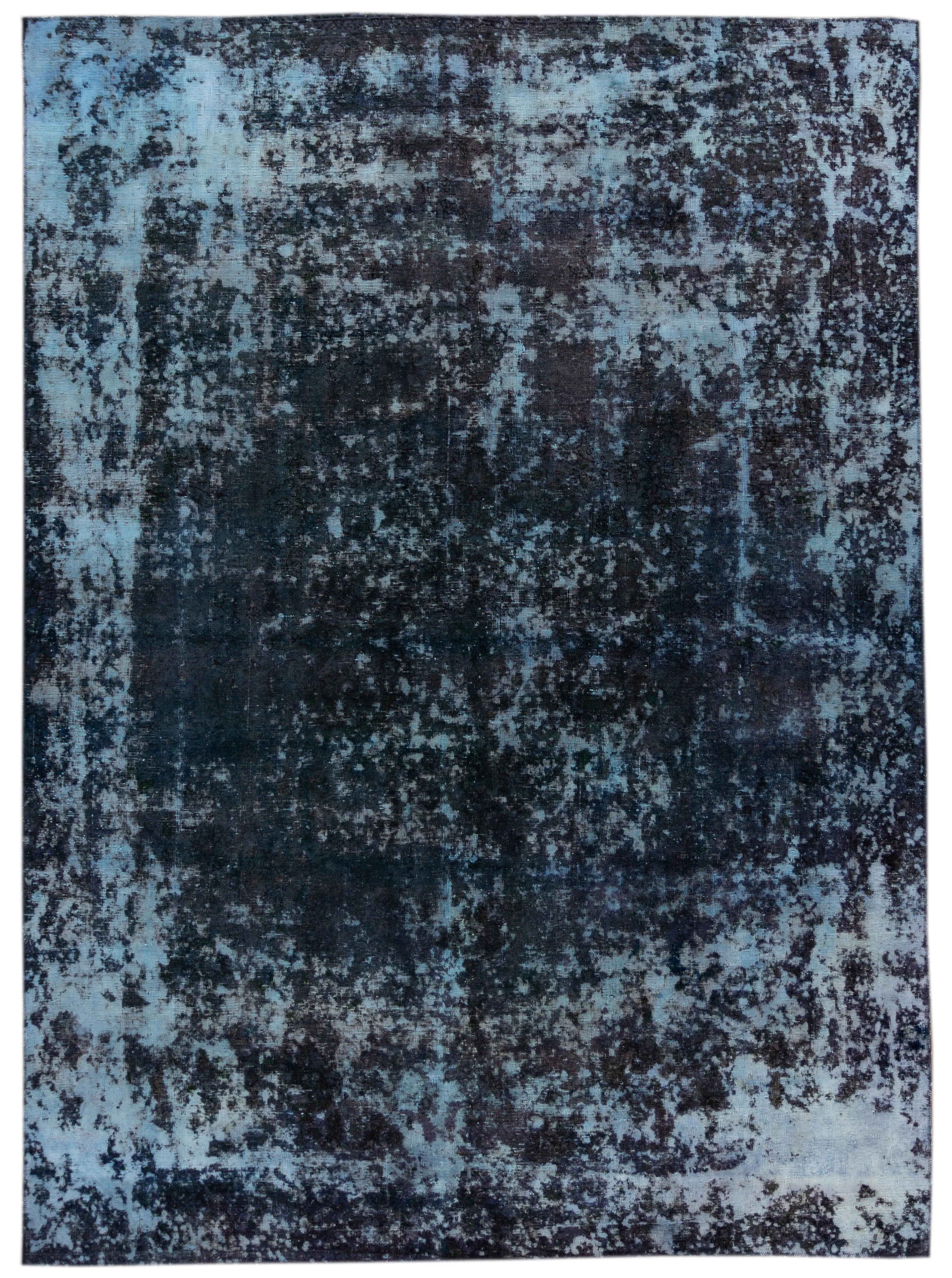 Distressed Blue Wool Rug - Apadana - Blue