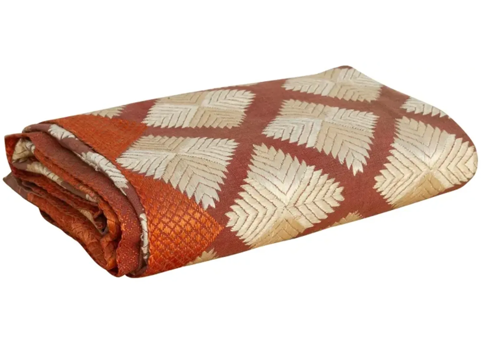 Fine Suffron Bagh Phulkari Silk Throw - de-cor - Orange