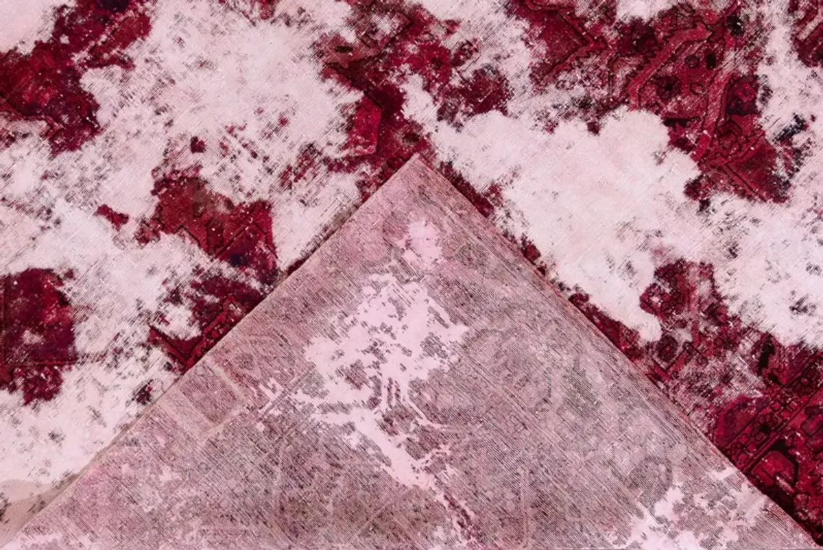 Distressed Pink Wool Rug - Apadana - pink