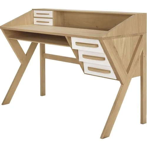 Oragami Oak Desk - Cream/Natural - Ethnicraft - Beige