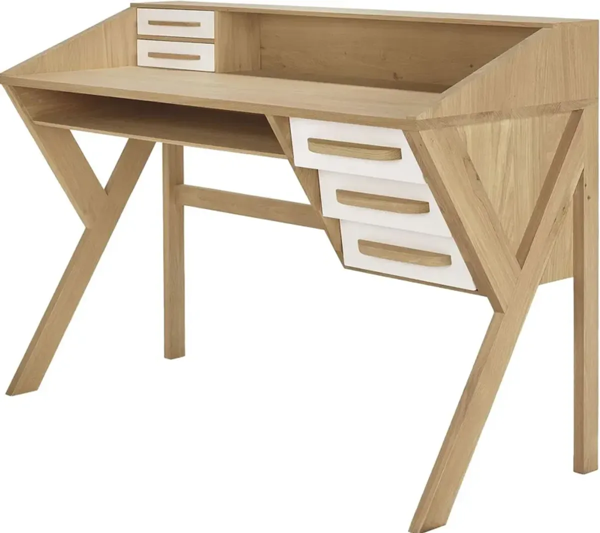 Oragami Oak Desk, Cream/Natural