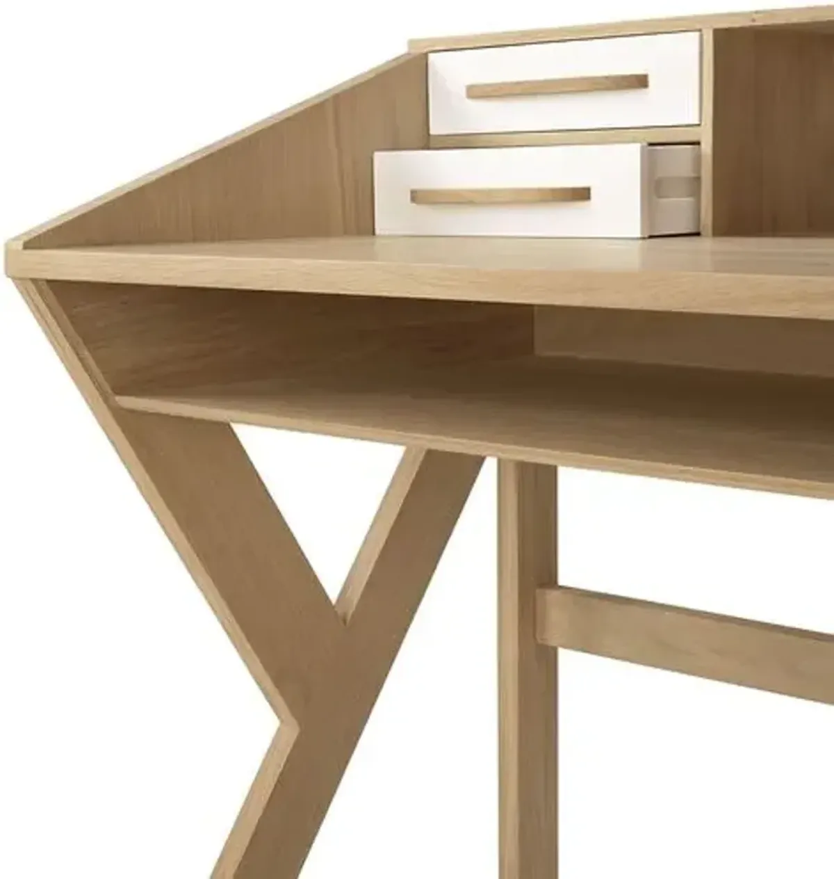 Oragami Oak Desk - Cream/Natural - Ethnicraft - Beige