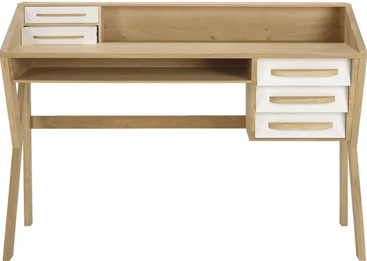 Oragami Oak Desk, Cream/Natural