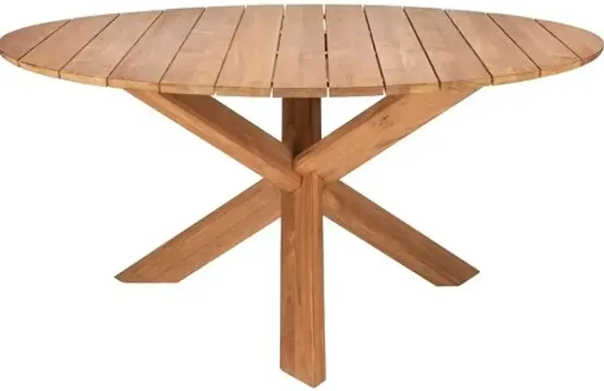 Round Outdoor Teak Dining Table - Natural - Ethnicraft