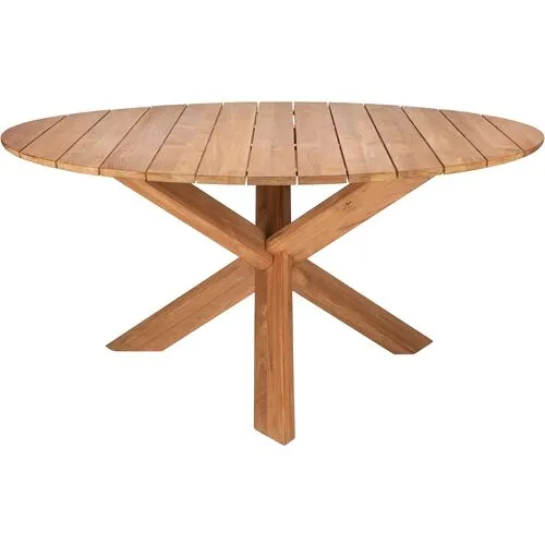 Round Outdoor Teak Dining Table - Natural - Ethnicraft