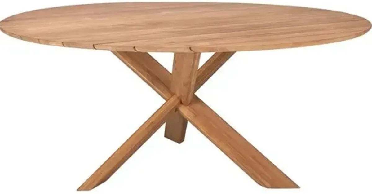 Round Outdoor Teak Dining Table - Natural - Ethnicraft