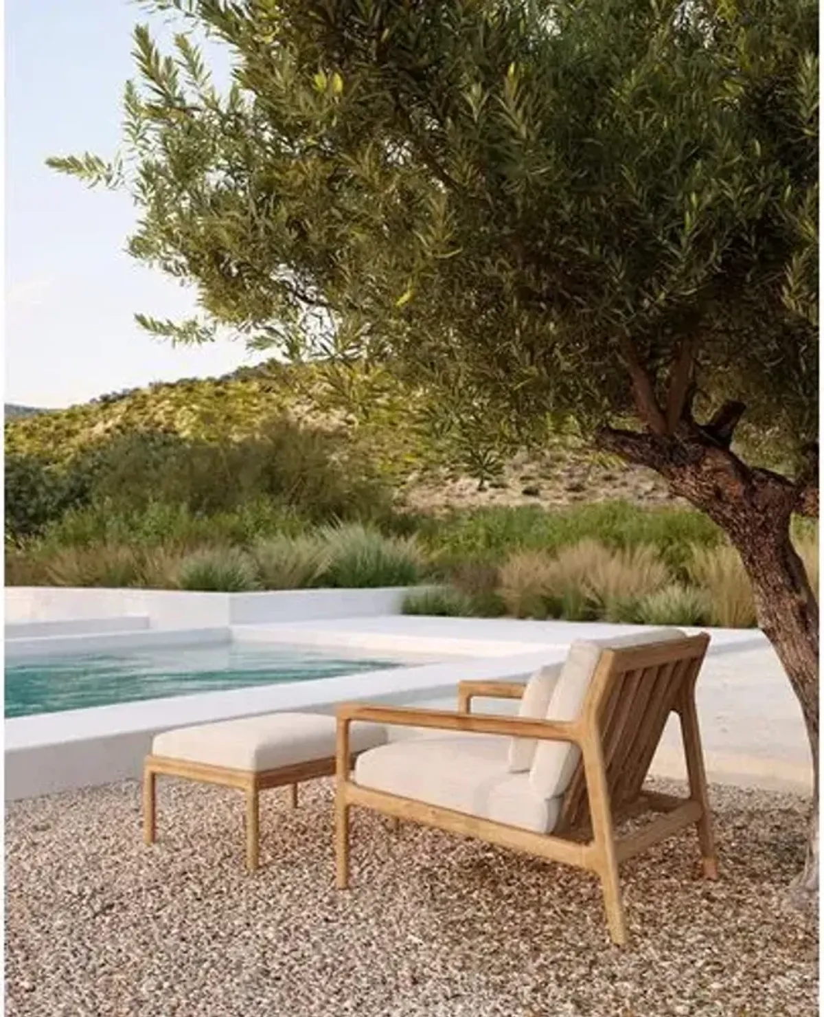 Jack Teak Outdoor Footstool - Natural/Off-White - Ethnicraft