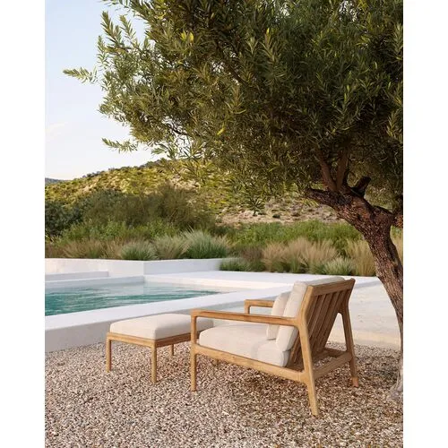 Jack Teak Outdoor Footstool - Natural/Off-White - Ethnicraft