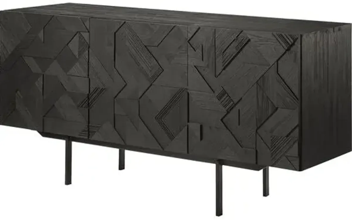 Teak Graphic Sideboard - Black - Ethnicraft