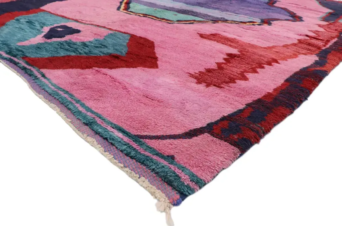 Large Abstract Moroccan Rug - 10'1 x 13'5 - Esmaili Rugs & Antiques - Pink - Pink