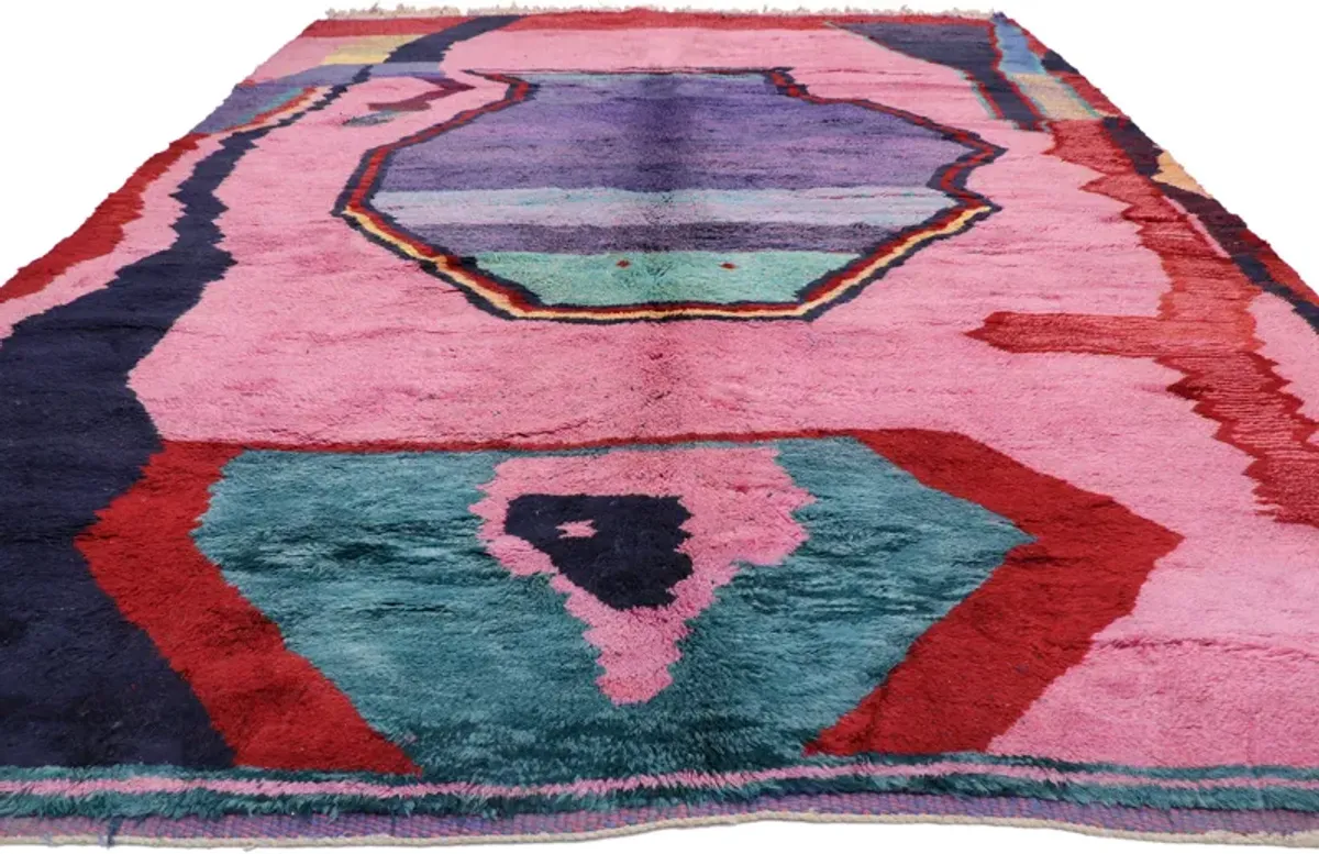 Large Abstract Moroccan Rug - 10'1 x 13'5 - Esmaili Rugs & Antiques - Pink - Pink