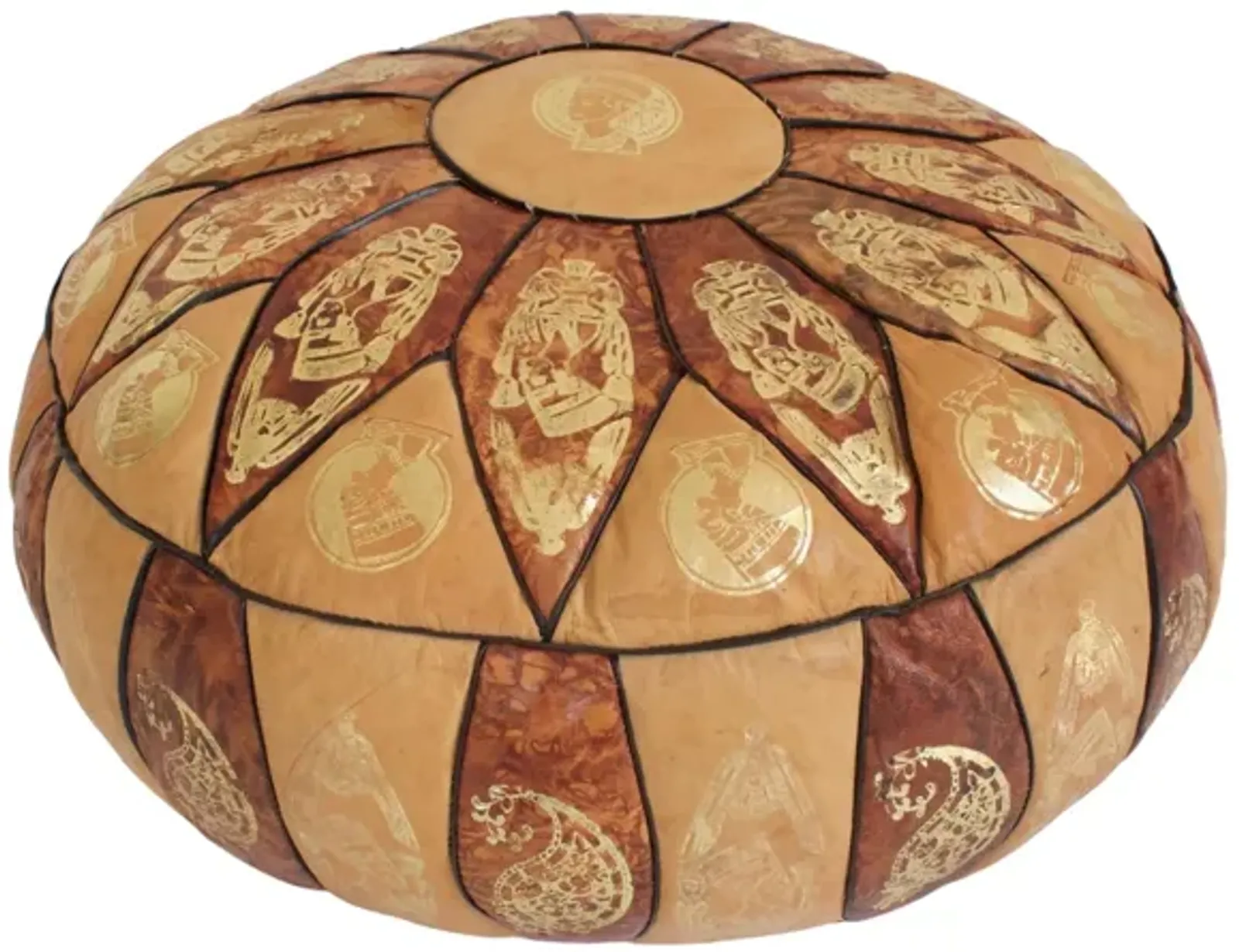 Egyptian Revival Leather Pouf - G3Q Designs - Brown