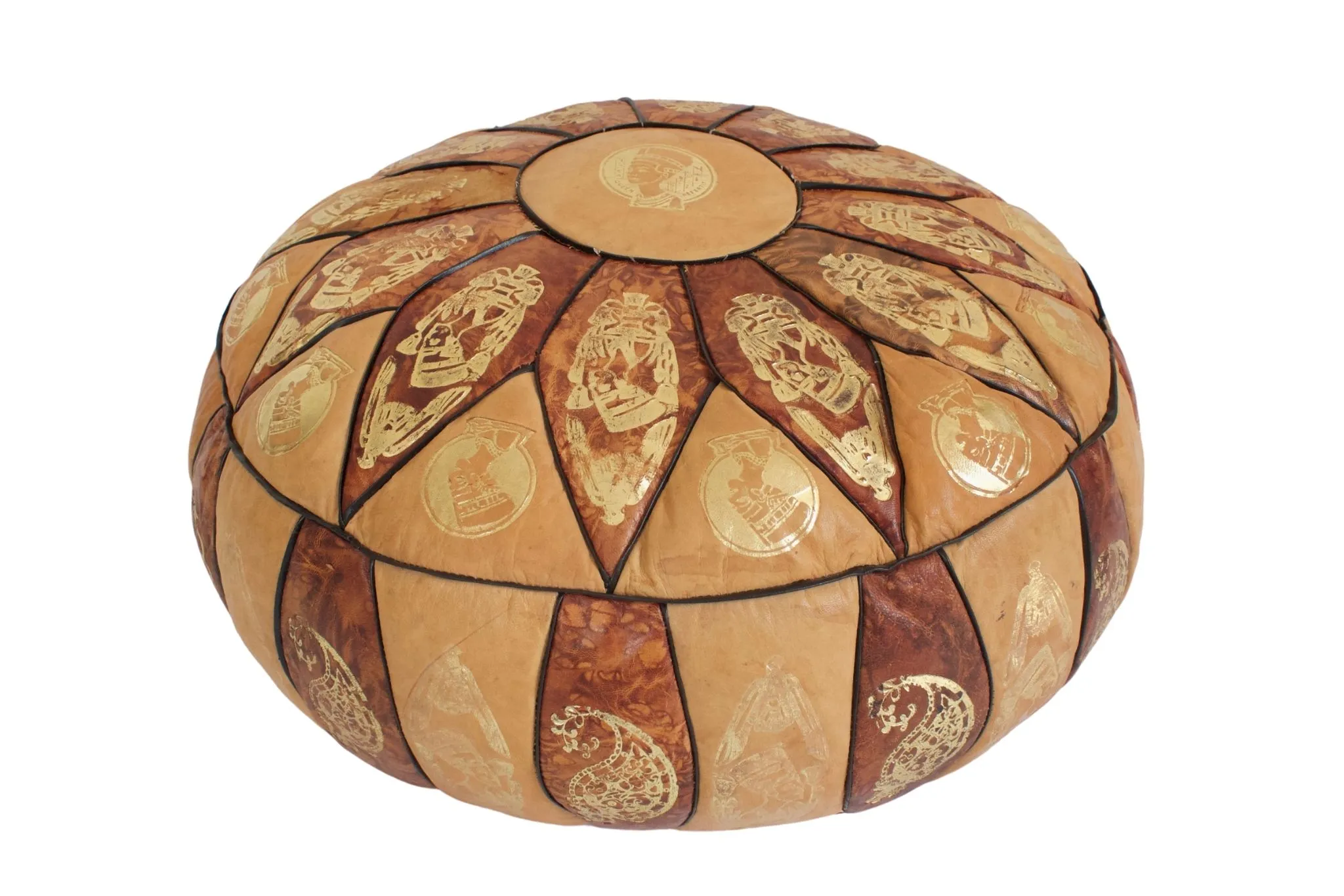 Egyptian Revival Leather Pouf - G3Q Designs - Brown