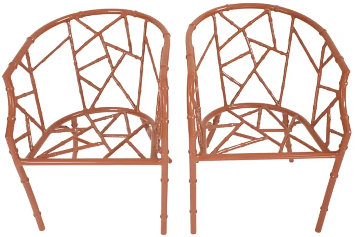 Mid-Century Faux Bamboo Tub Chairs - Pr - G3Q Designs - Orange