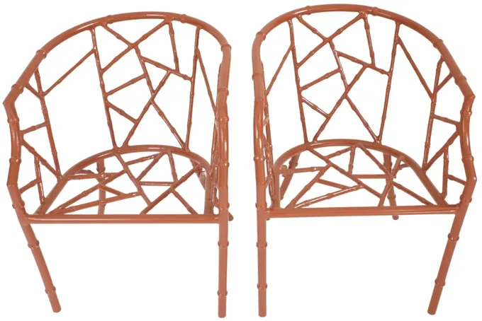 Mid-Century Faux Bamboo Tub Chairs - Pr - G3Q Designs - Orange