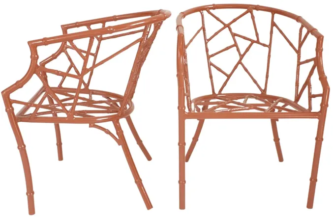 Mid-Century Faux Bamboo Tub Chairs - Pr - G3Q Designs - Orange