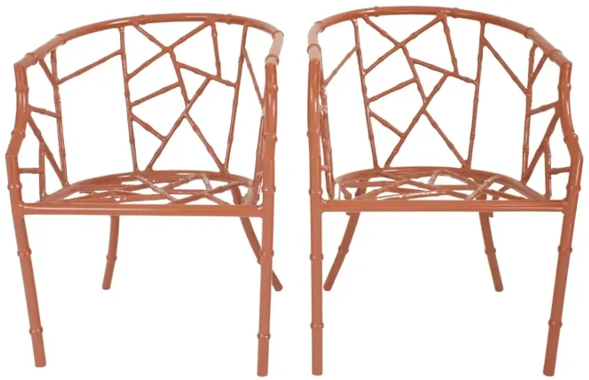 Mid-Century Faux Bamboo Tub Chairs - Pr - G3Q Designs - Orange