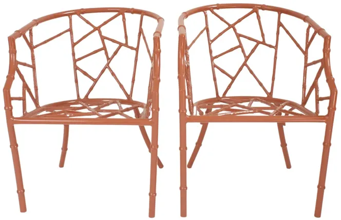 Mid-Century Faux Bamboo Tub Chairs - Pr - G3Q Designs - Orange