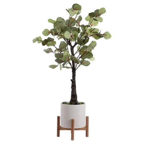 13.39x13.39x34.25 Belle Eucalyptus Potted Tree - Green